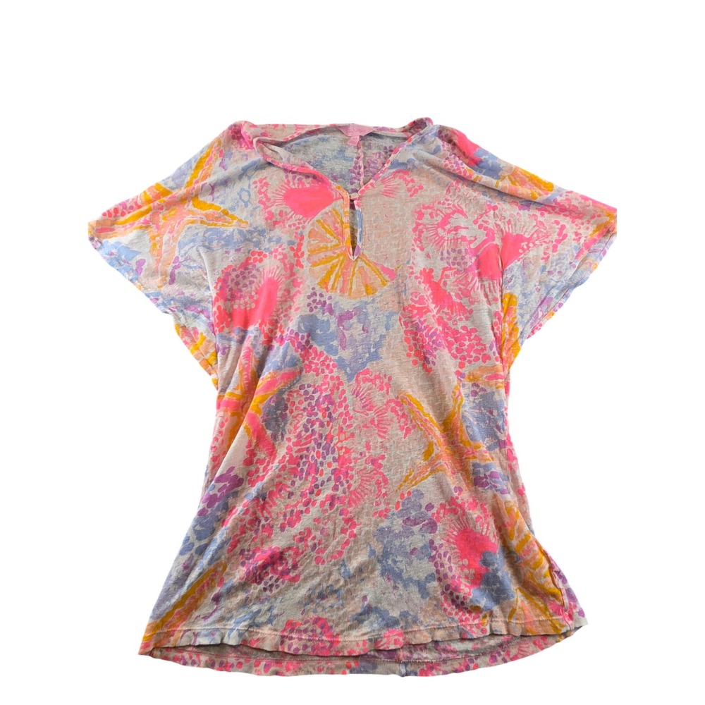 Lilly Pulitzer Pink Purple Starfish Coral Beach Cover Up Dress XXS Tunic